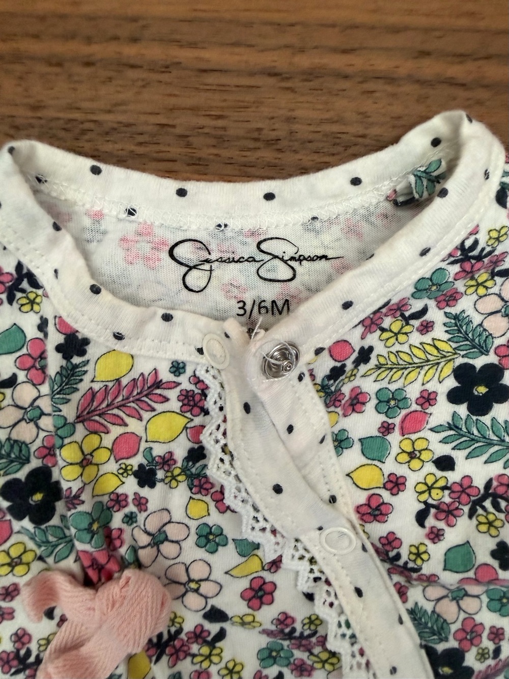 Jessica Simpson Floral Footed Sleeper, 3-6M - Picture 2 of 4